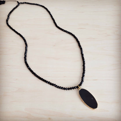 Chic Obsidian Long Beaded Necklace