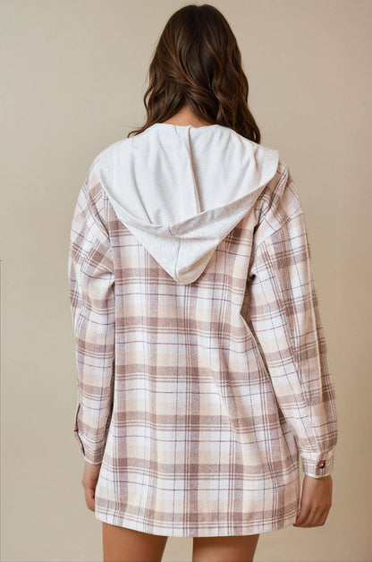 HOODED PLAID JACKET