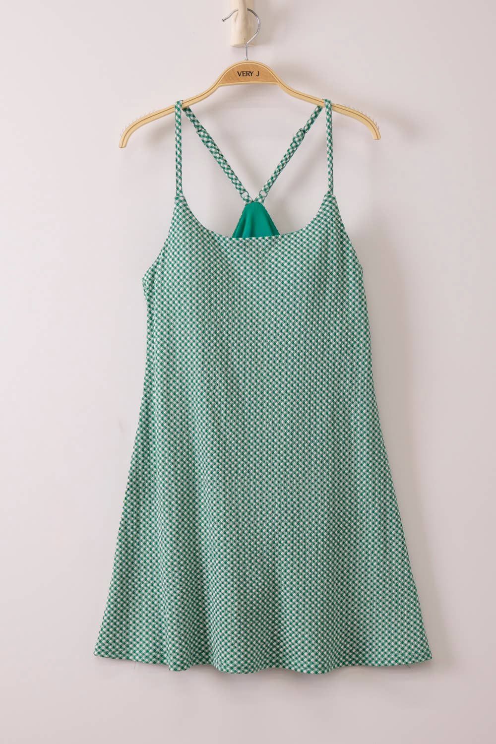 Textured Checkered Knit Activewear Tennis Dress