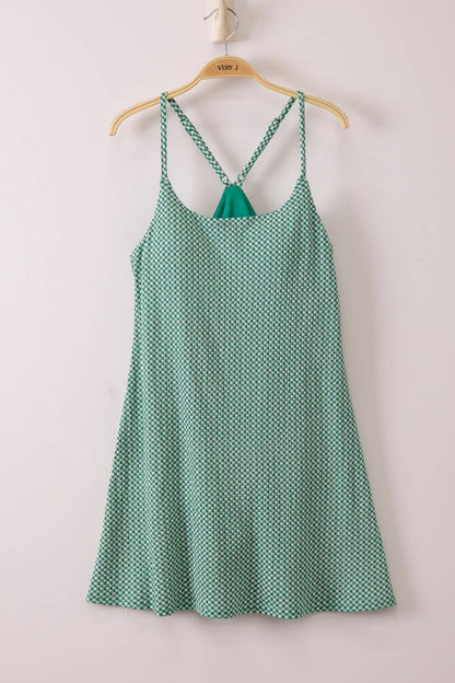 Textured Checkered Knit Activewear Tennis Dress
