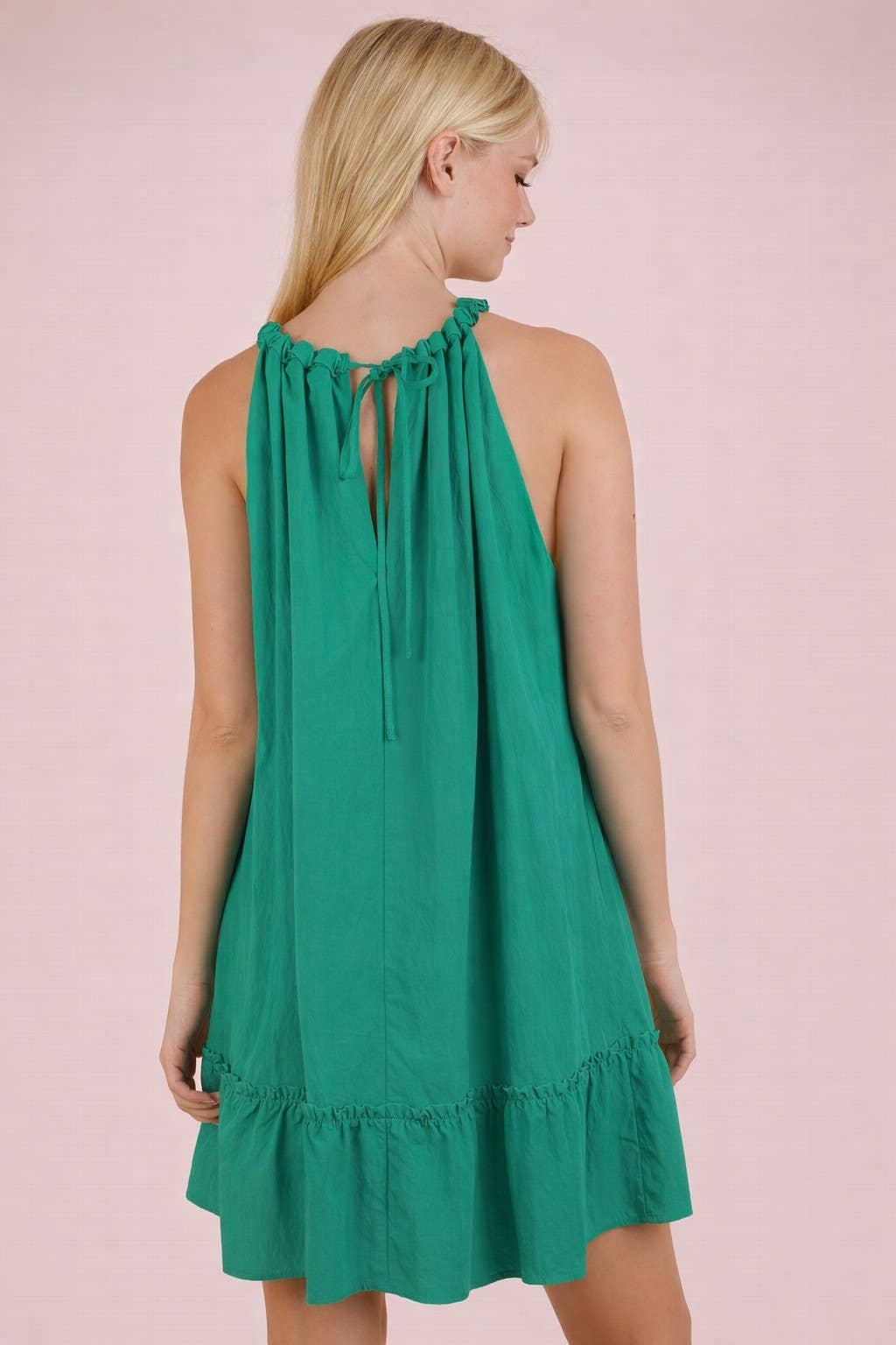 Halter Neck Ruffle Detail Mini Dress