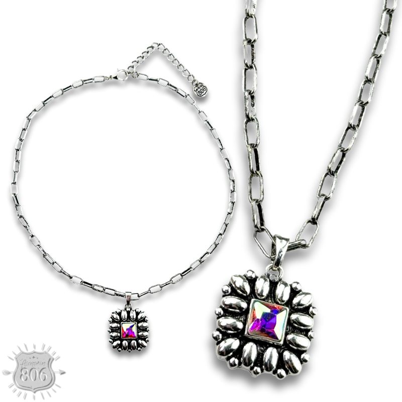 Western silver and stone necklace