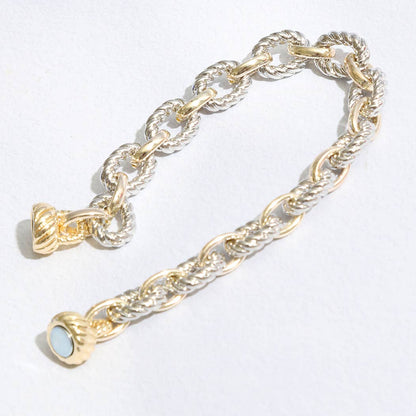 Two Tone Twisted and Solid Chain Linked Bracelet