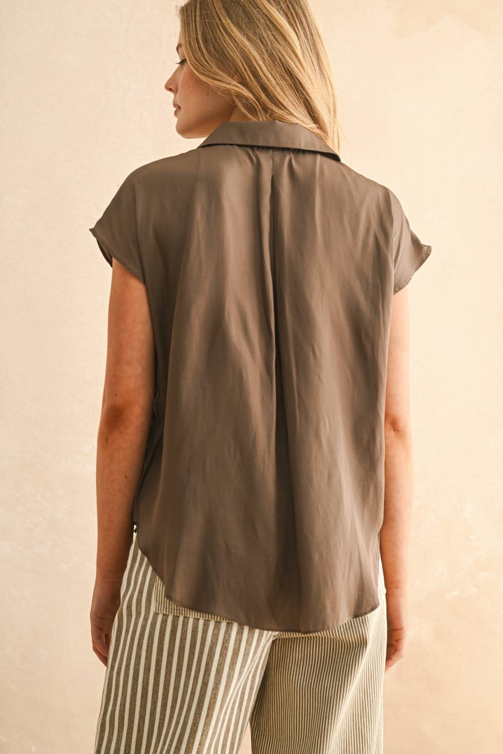 BUTTON DOWN CAP SLEEVE SHIRTS