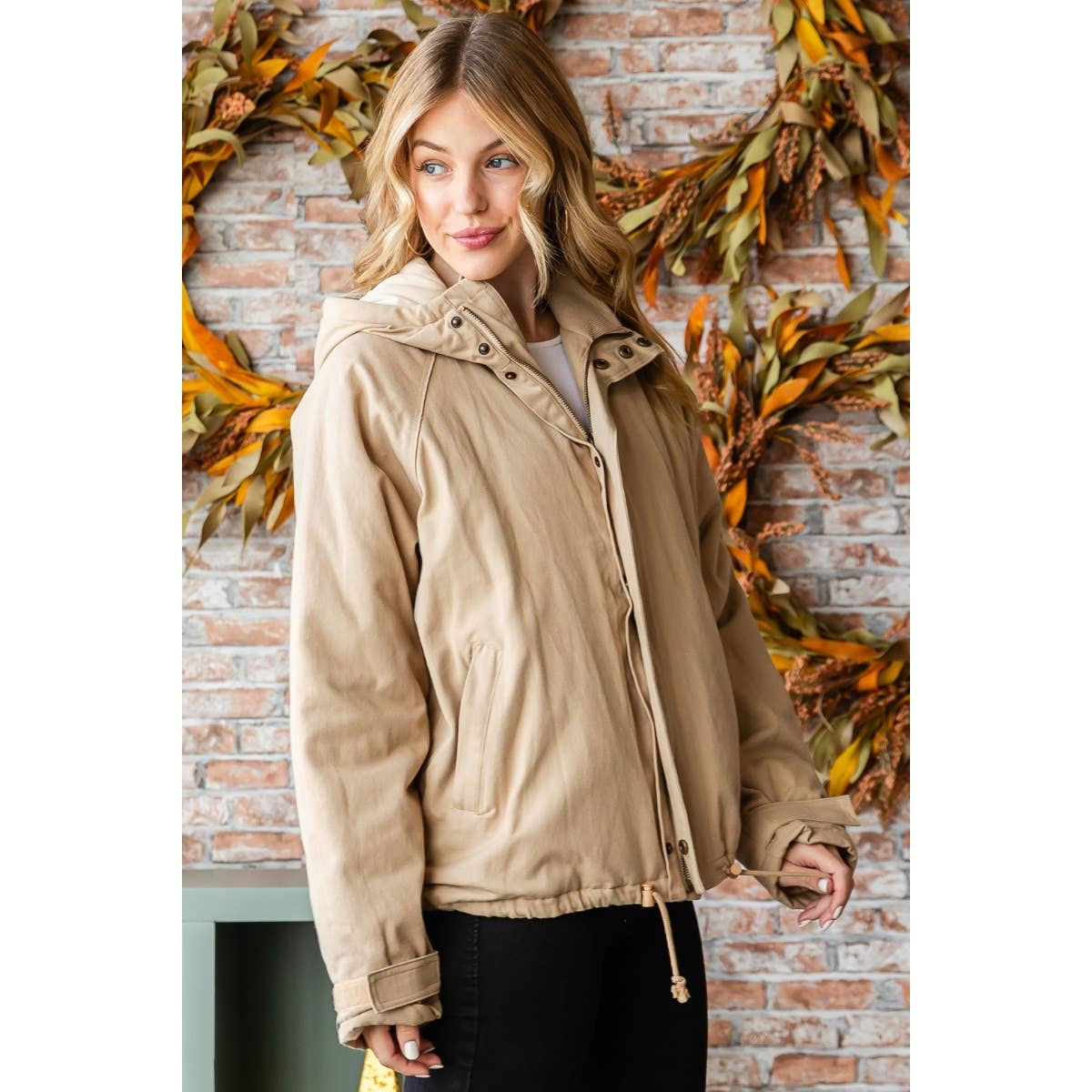 Solid Zip Up Hoodie Jacket