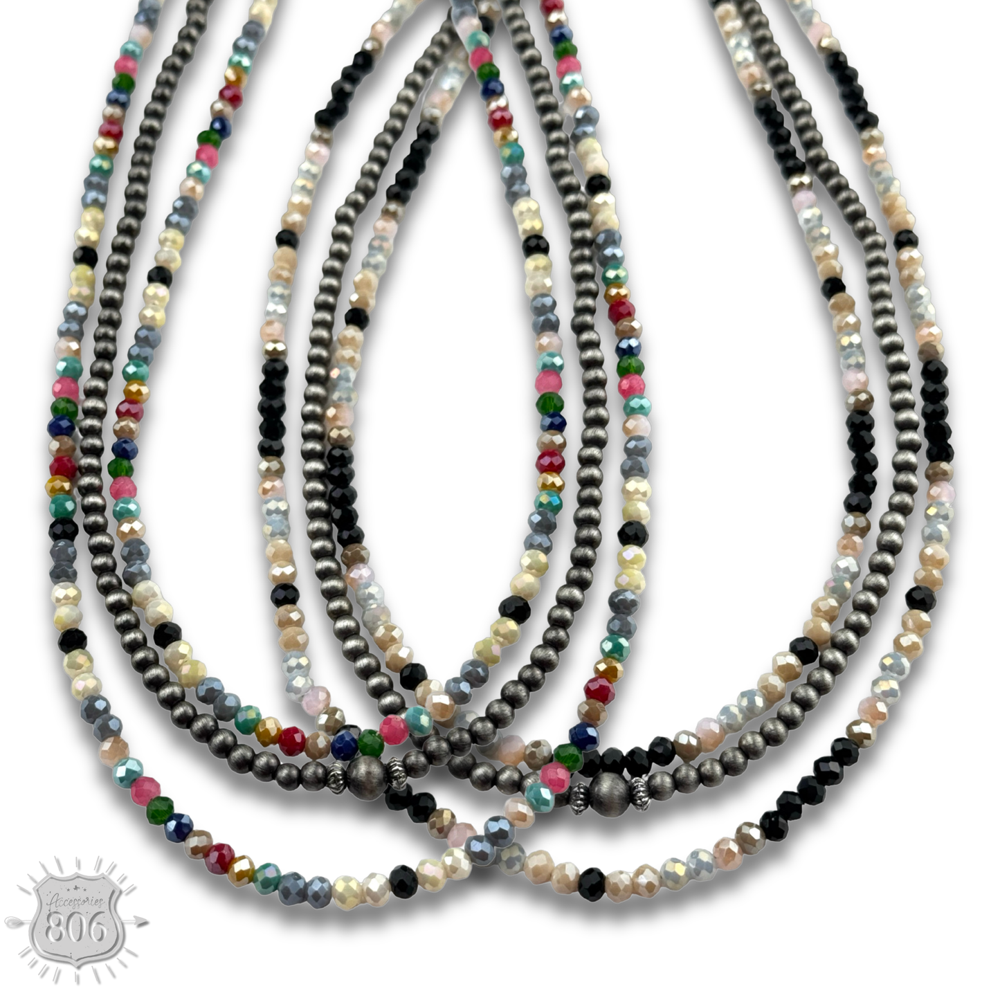 Multi-color and silver beaded necklace