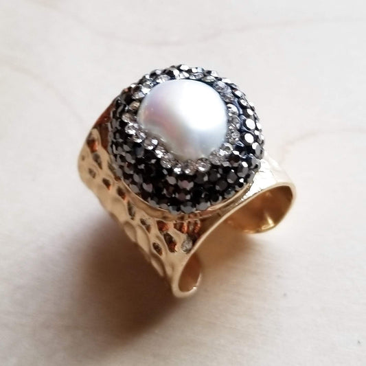 Freshwater Pearl Cuff Statement Ring