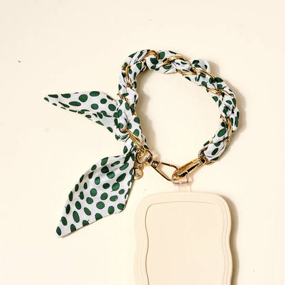 Call Me Later Phone Scarf–Olive Dot