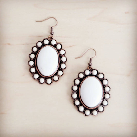Victorian Oval Cabochon Drop Earrings