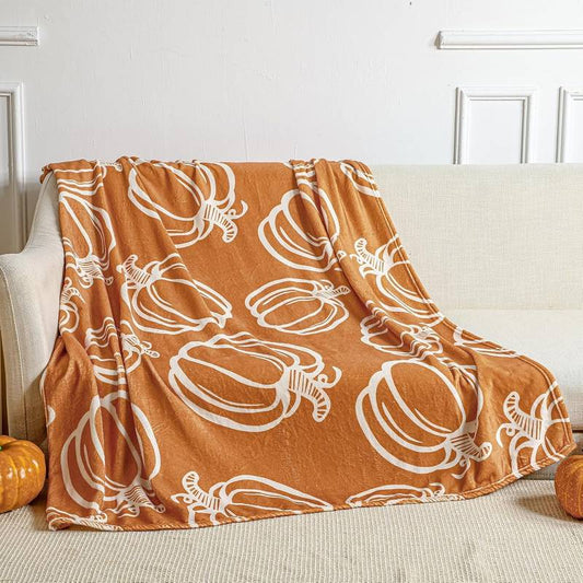 Pumpkin Cozy Flannel Blanket