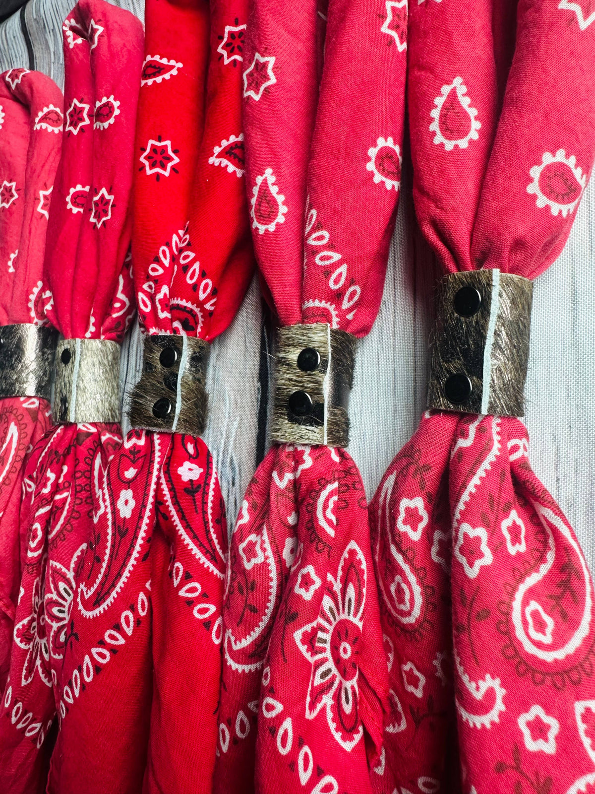 Cherry Red Hand Dyed Bandanas  (slides sold separately)