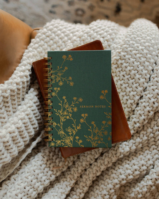 Sermon Notes Journal Green Floral