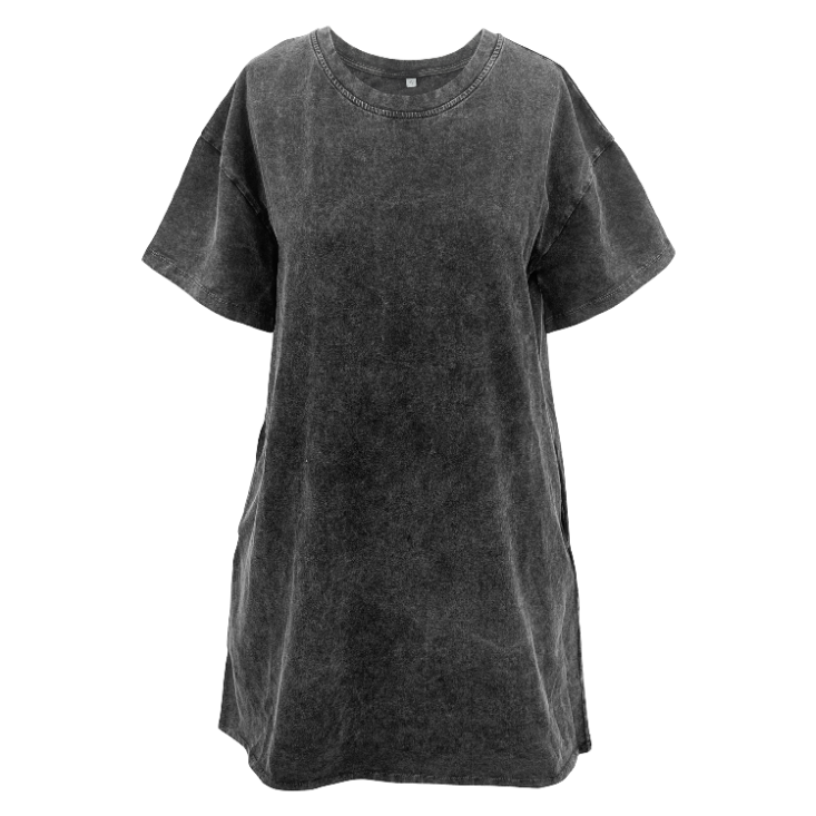 Plus Size Black Wash Tee Shirt Dress With Pockets