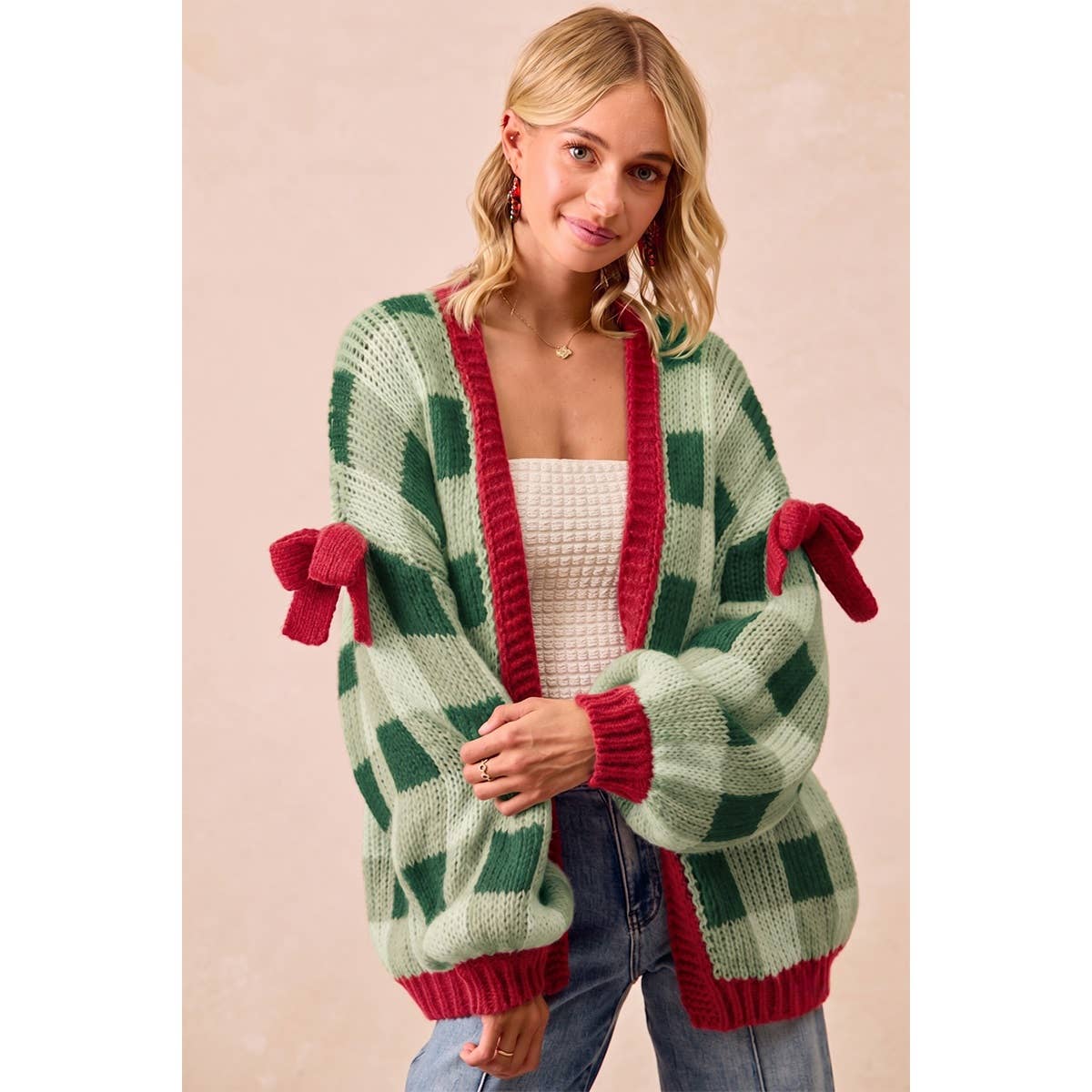 CHRISTMAS THEME OPEN FRONT SWEATER CARDIGAN