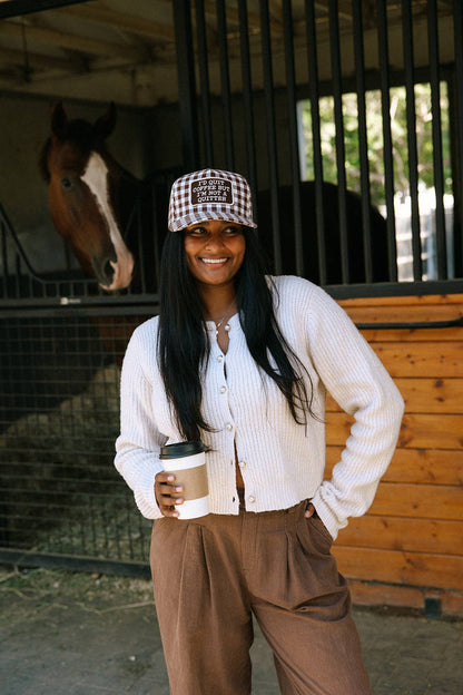 I'd Quit Coffee But I'm Not A Quitter Gingham Hat