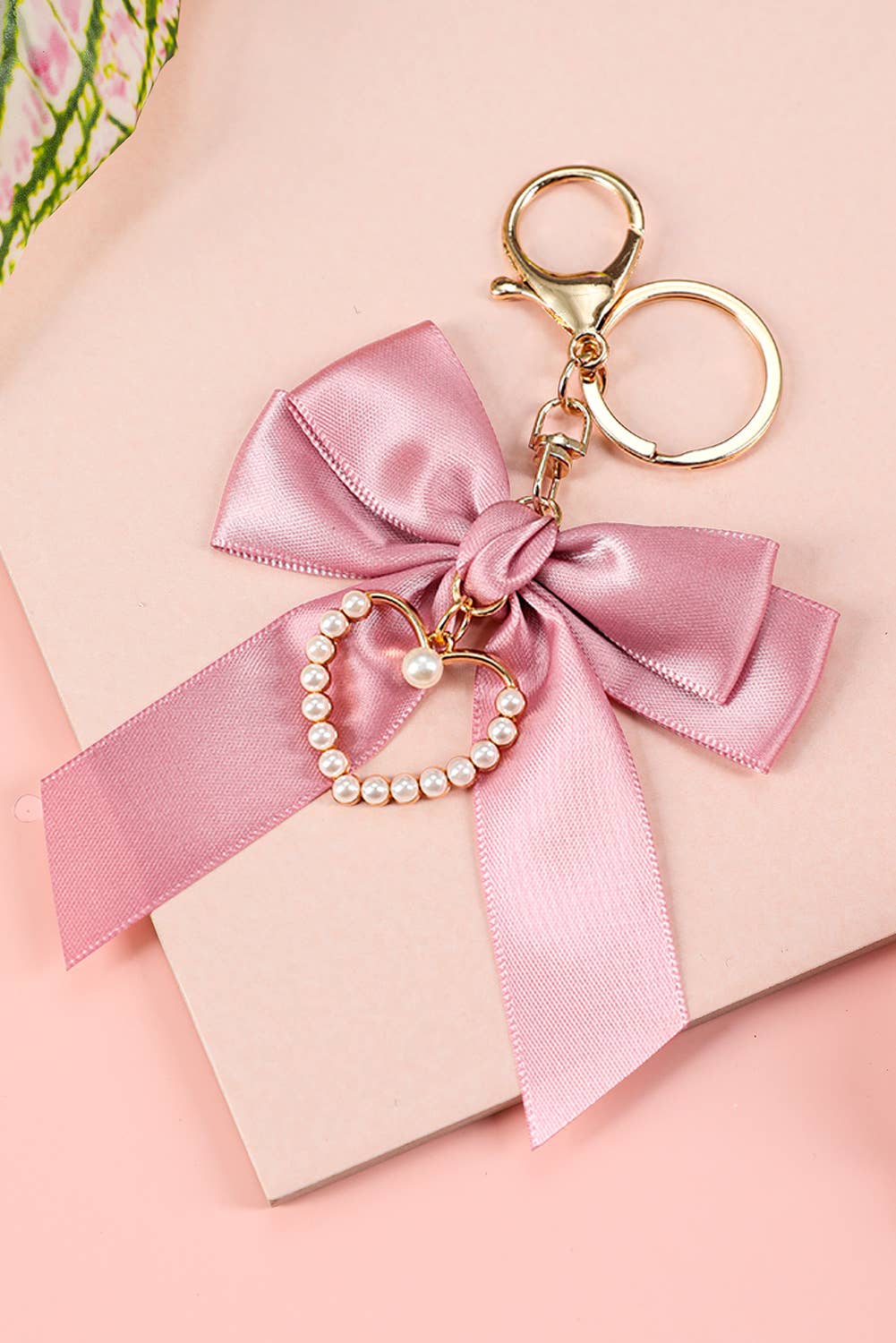 Pearl Heart Large Bow Knot Keychain