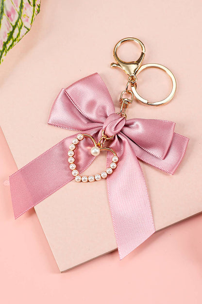 Pearl Heart Large Bow Knot Keychain