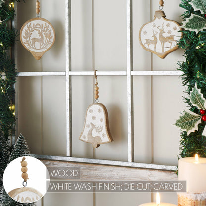 White Washed Winter Forest Natural Wooden Ornament 4 inch