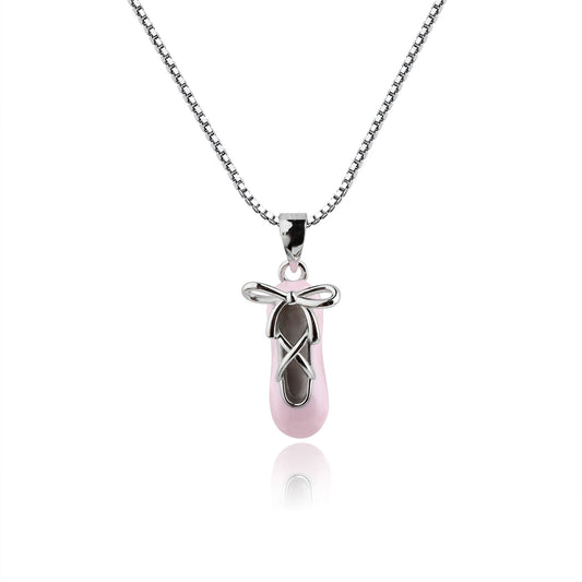 Girls Silver Pink Ballet Slipper