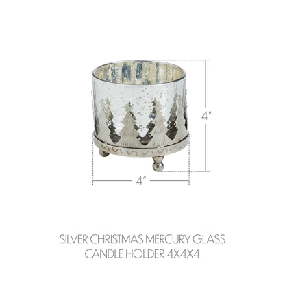 Silver Christmas Mercury Glass Candle Holder 4x4x4