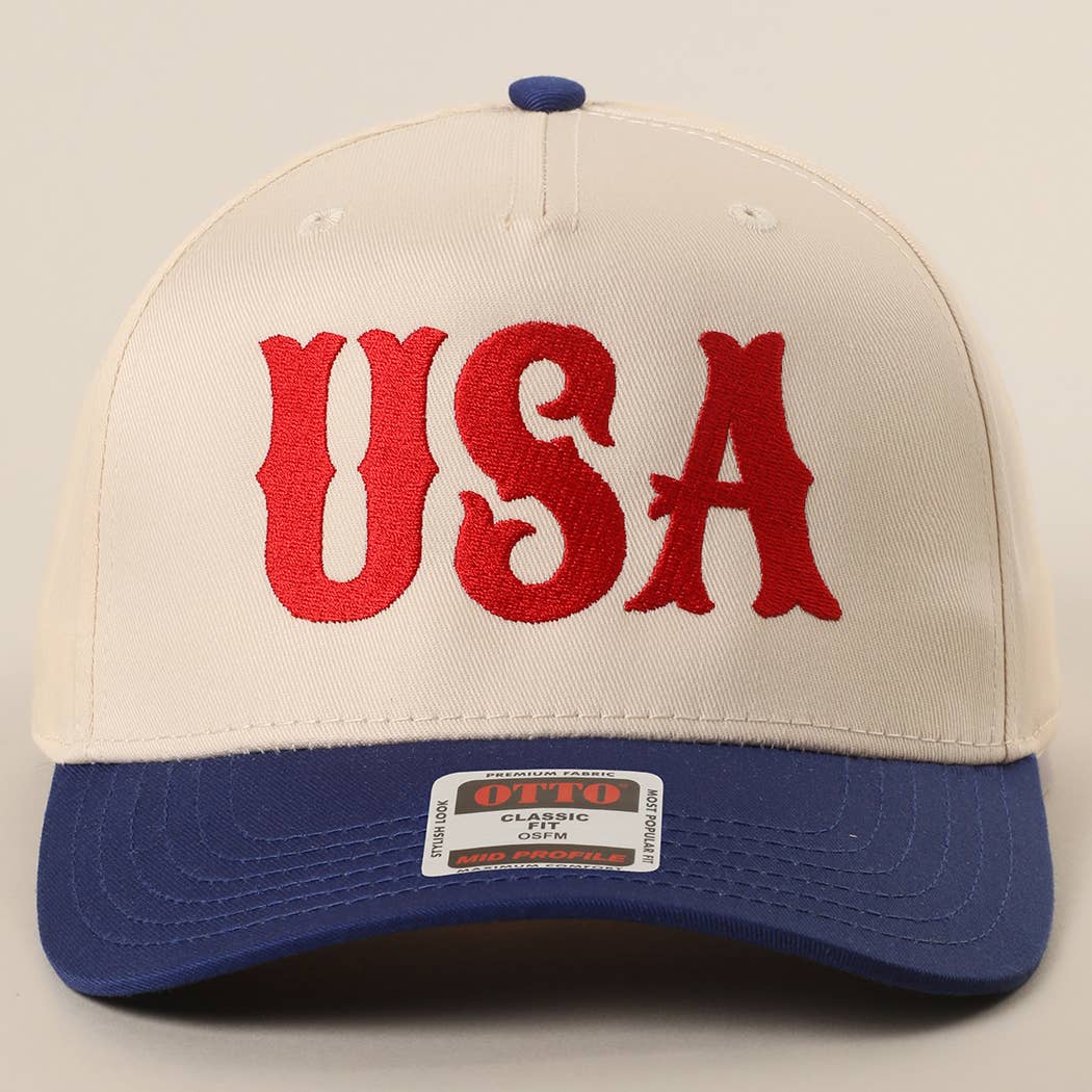 USA Typography Embroidery Two-Tone Trucker Hat