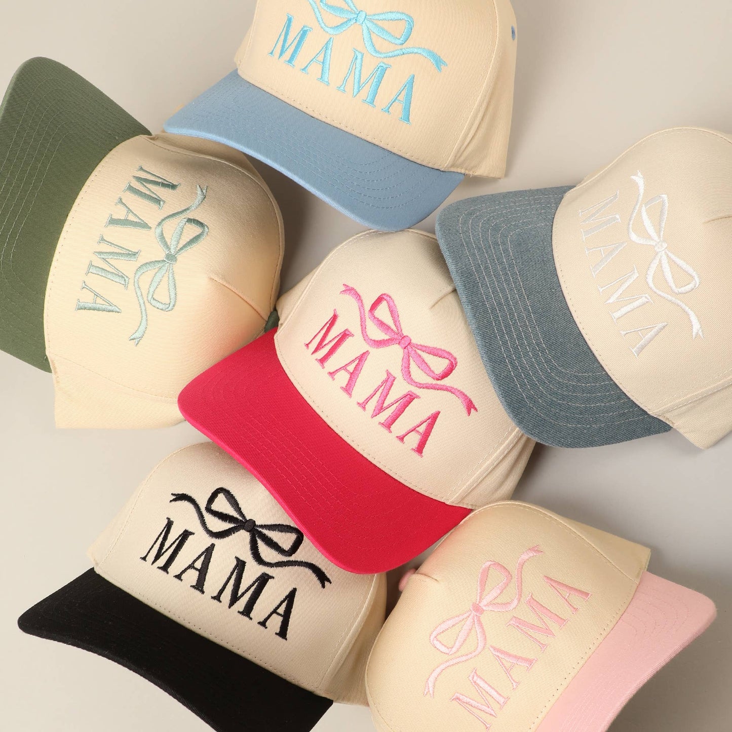 MAMA Ribbon Embroidered Two-Tone Trucker Hat