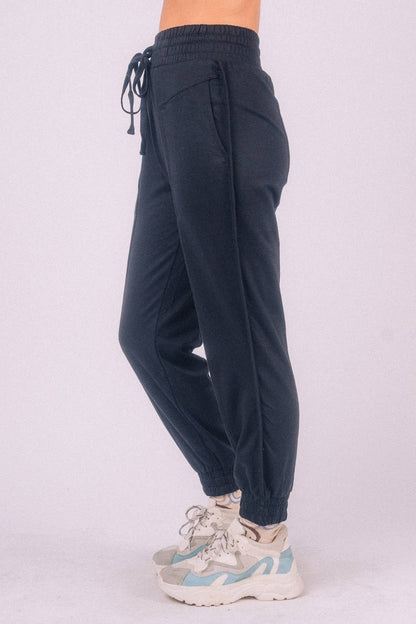 High Waist Solid Knit Jogger Pants