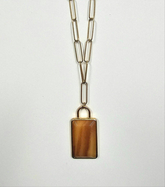 Rose Quartz Rectangle Slab Necklace