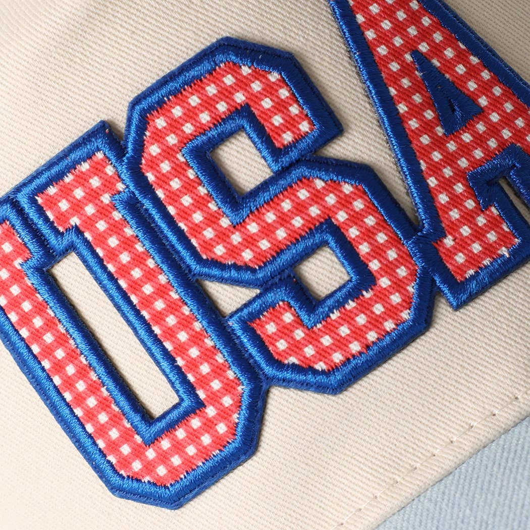 USA Flag Patch Denim Two-Tone Baseball Cap