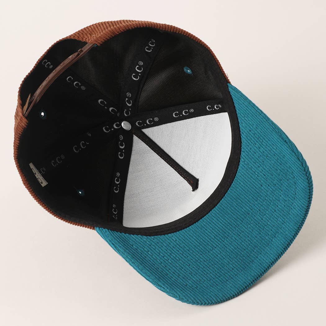 CUTE GHOST Patch Two-Tone Corduroy Trucker Hat
