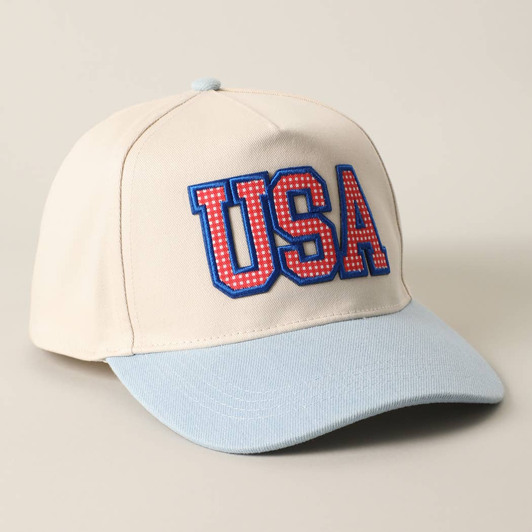 USA Flag Patch Denim Two-Tone Baseball Cap