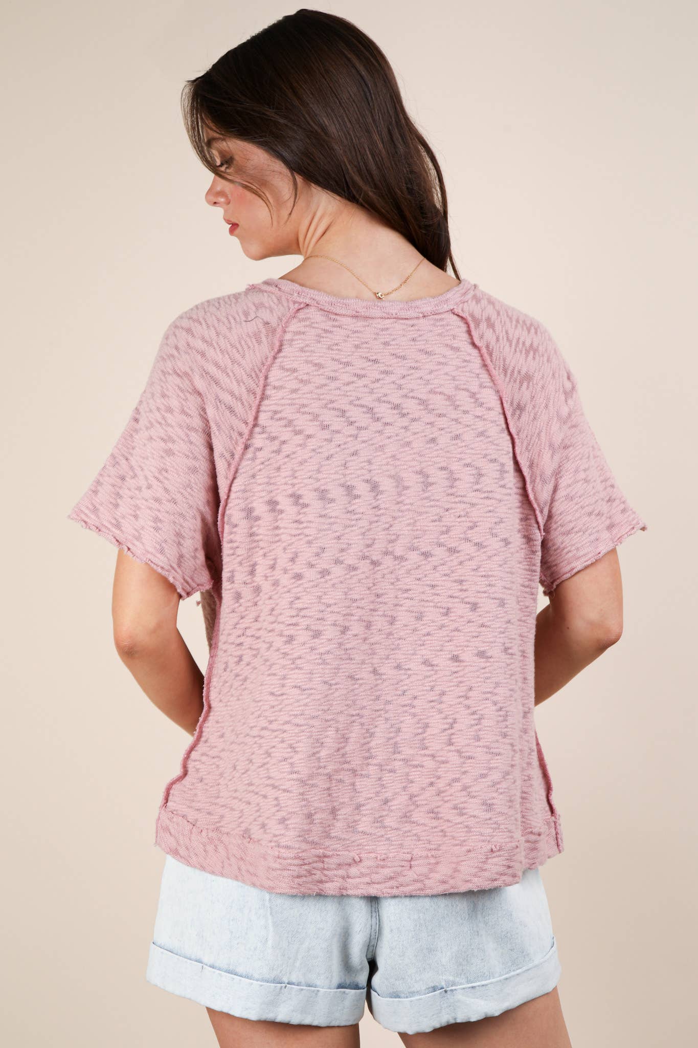 Solid Casual Knit Top with Patch Pocket