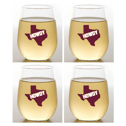 AGGIES Unbreakable Stemless TRITAN Plastic Wine Glasses