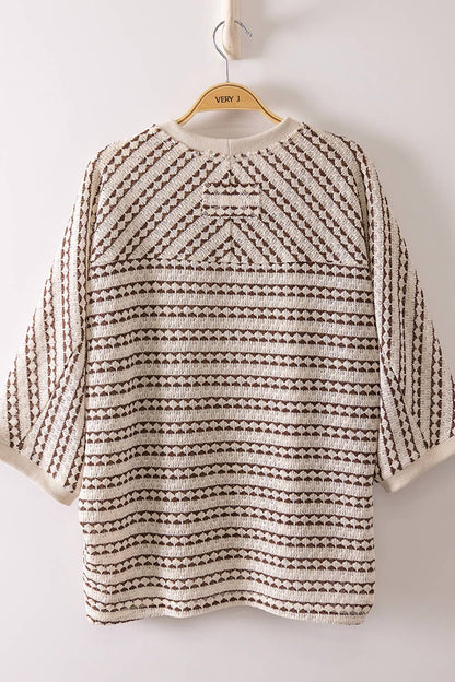 PLUS SIZE Textured Stripe Knit Top 