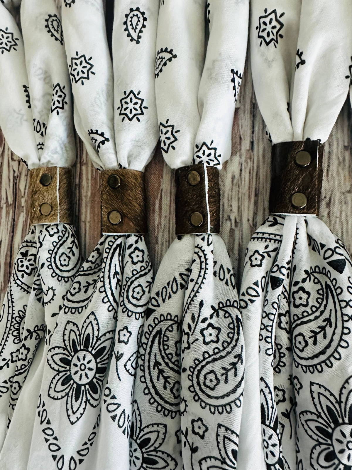 Ivory & Black Hand Dyed Bandanas  (slides sold separately)