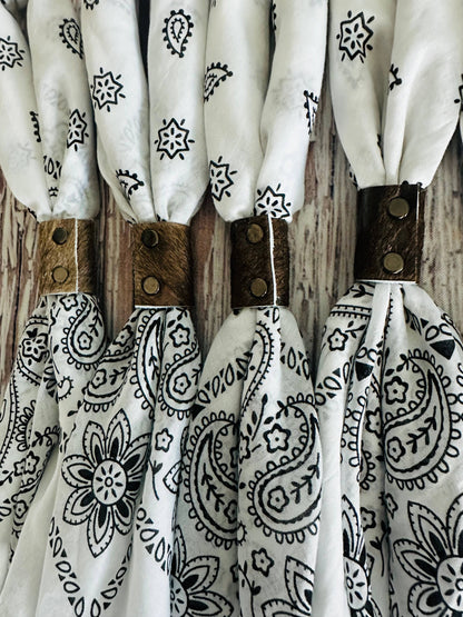 Ivory & Black Hand Dyed Bandanas  (slides sold separately)