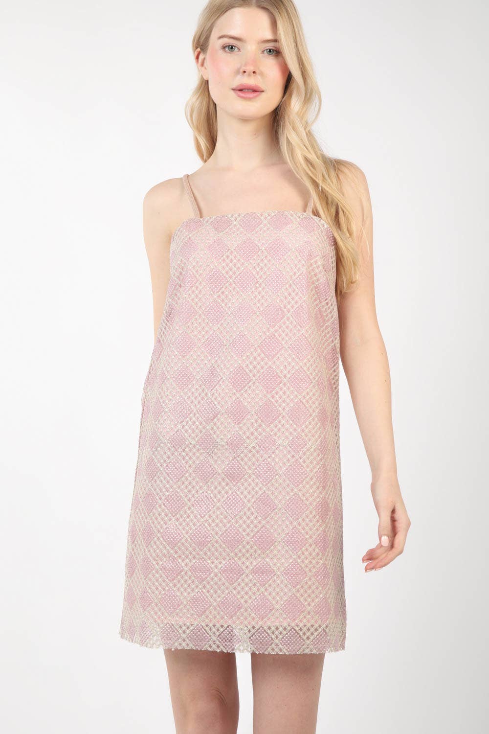 VD33900-Checkered Printed Summer Mini Dress