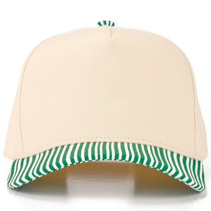 C.C Striped Pattern on Bill Plain Two Tone Trucker Hat