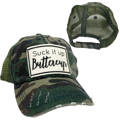 SUCK IT UP BUTTERCUP BALL CAP | UNISEX HAT | DISTRESSED