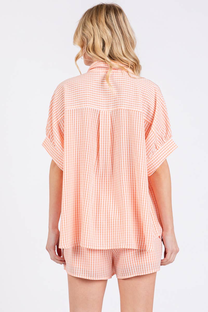 MINI CHECKER BUTTON DOWN TOP AND SHORTS SETS