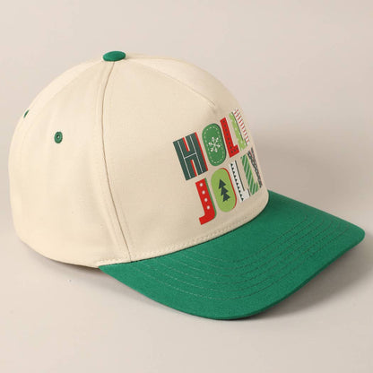 Holly Jolly Colorful Text Two-Tone Canvas Cap