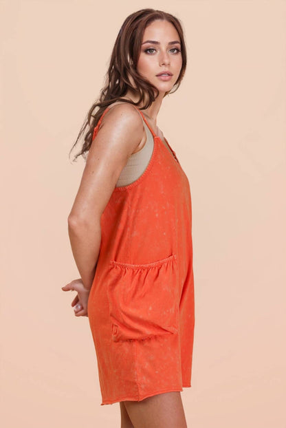 NP70359-Mineral Washed Sleeveless Casual Knit Romper