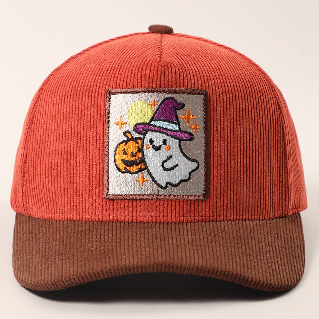 CUTE GHOST Patch Two-Tone Corduroy Trucker Hat