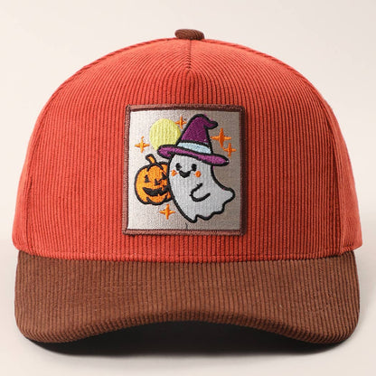 CUTE GHOST Patch Two-Tone Corduroy Trucker Hat