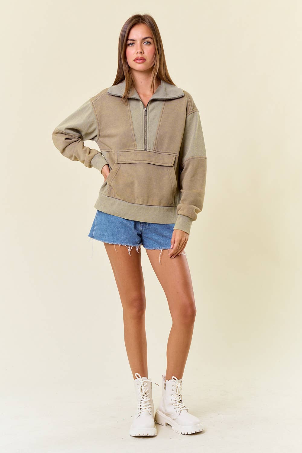 FRENCH TERRY HALF ZIP-UP SWEATSHIRT