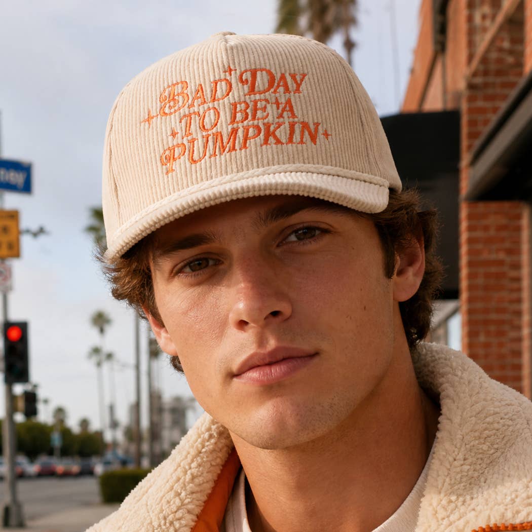 BAD DAY TO BE A PUMPKIN Embroidered Corduroy Rope Hat