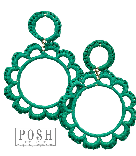 Raffia circle earring