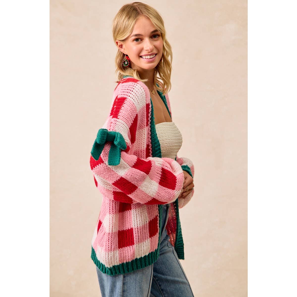 CHRISTMAS THEME OPEN FRONT SWEATER CARDIGAN