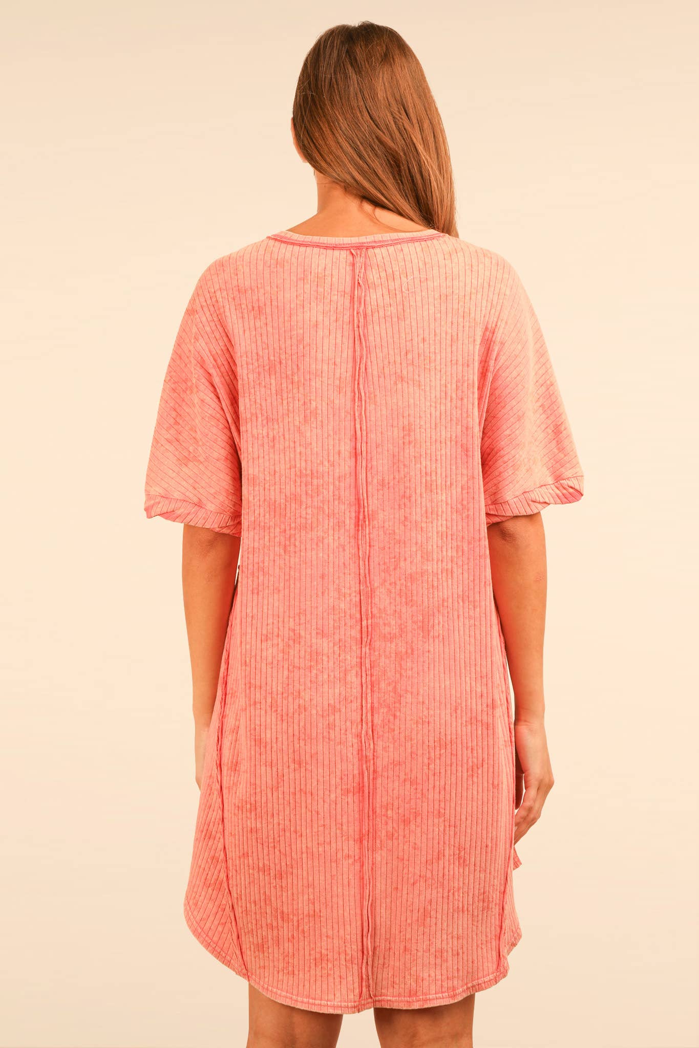 PLUS SIZE Mineral Washed Ribbed Knit Mini Dress