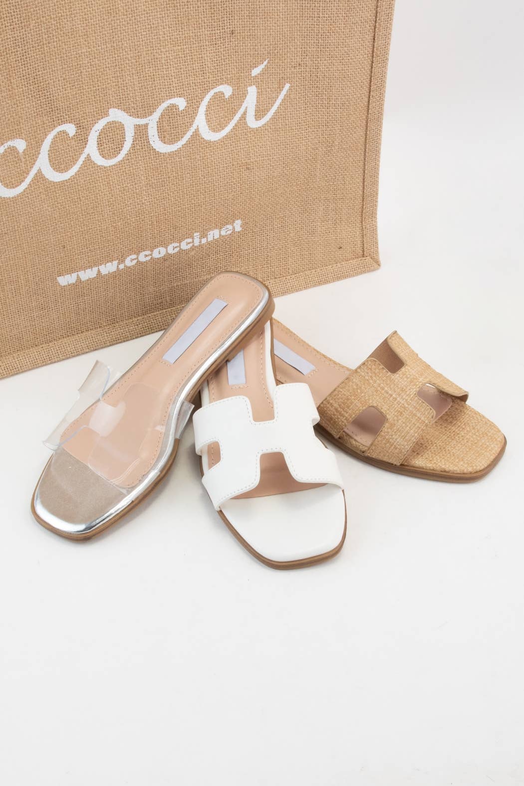 TRENDY H-SHAPED CUTOUT SANDALS: BEIGE